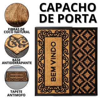 Capacho De Porta Fibra De Coco Tapete Entrada Casa Antiderrapante Tapetes Decorativos Seja Bem Vindo em Oferta na Shopee