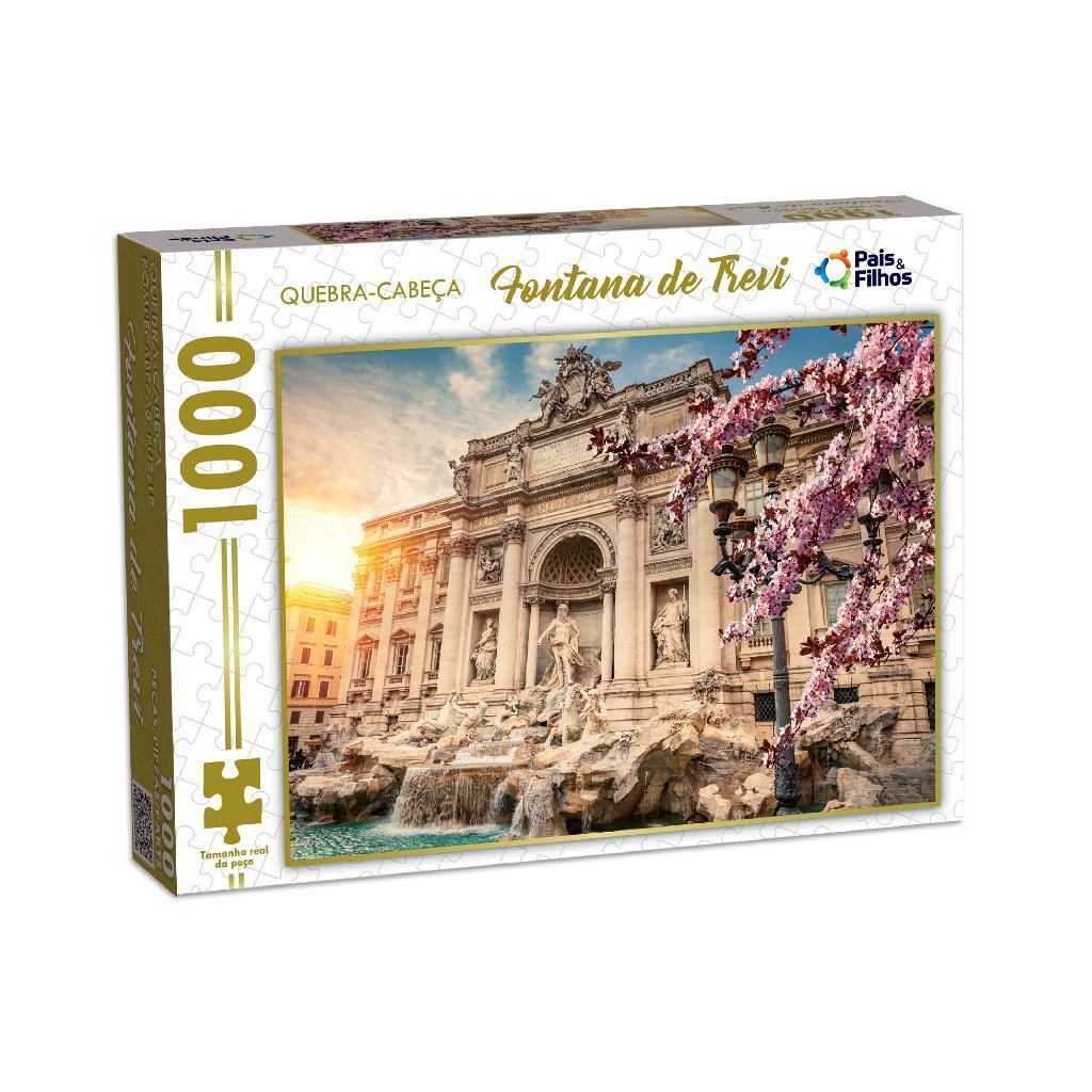 Kit Quebra-Cabeça Fontana Di Trevi 1000 peças + Torre Eiffel 1000 peças- Pais e Filhos