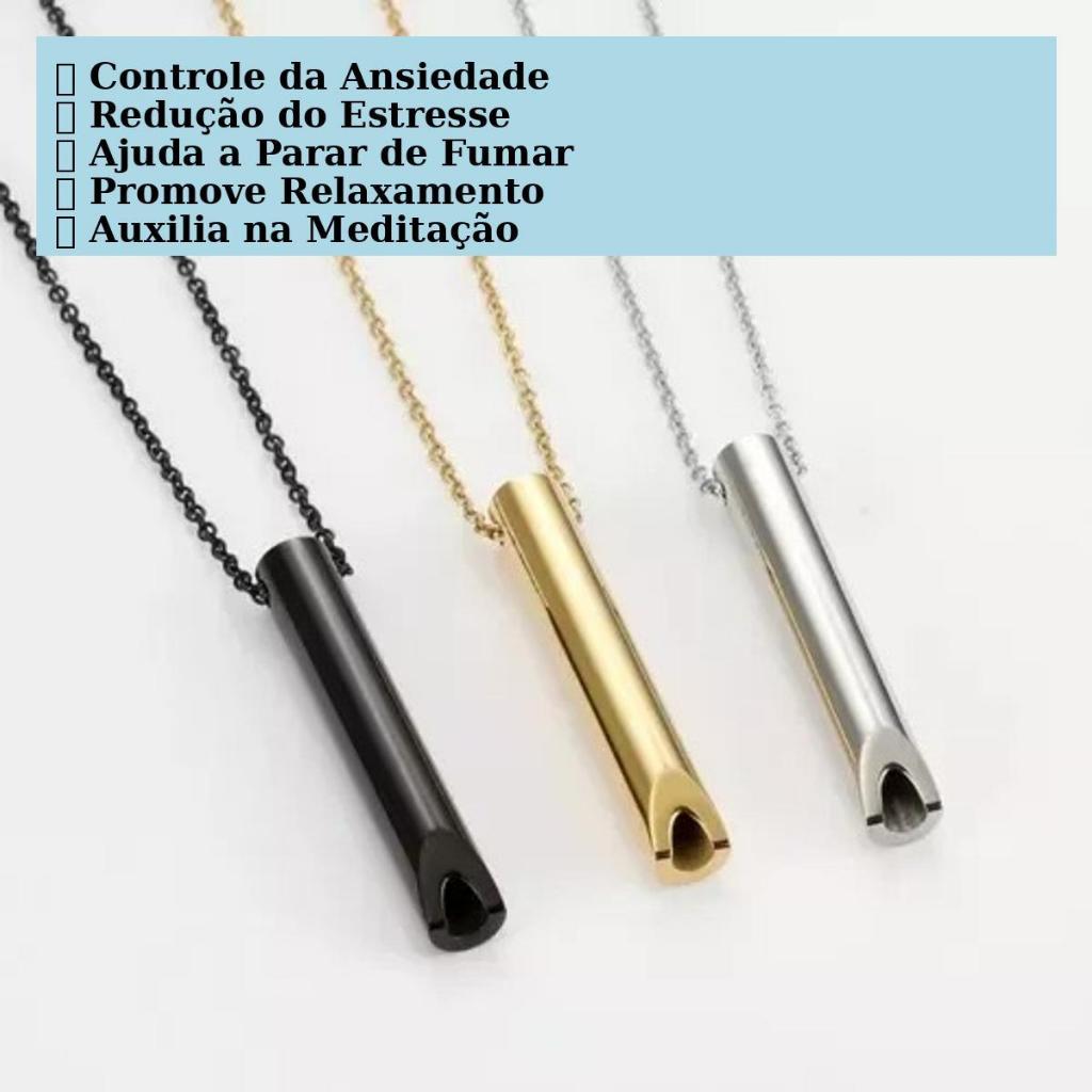 Imagem Colar Aço Inoxidável Alivio Ansiedade e Estresse Exercicio Respiratório e Meditaçao Unissex