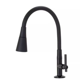 Torneira Cozinha Bancada Flexível Cone 1/4 de Volta Preta