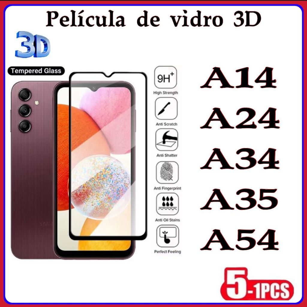 Película De Vidro 3D Samsung Galaxy A14 A24 A34 A35 A54 em Oferta na Shopee