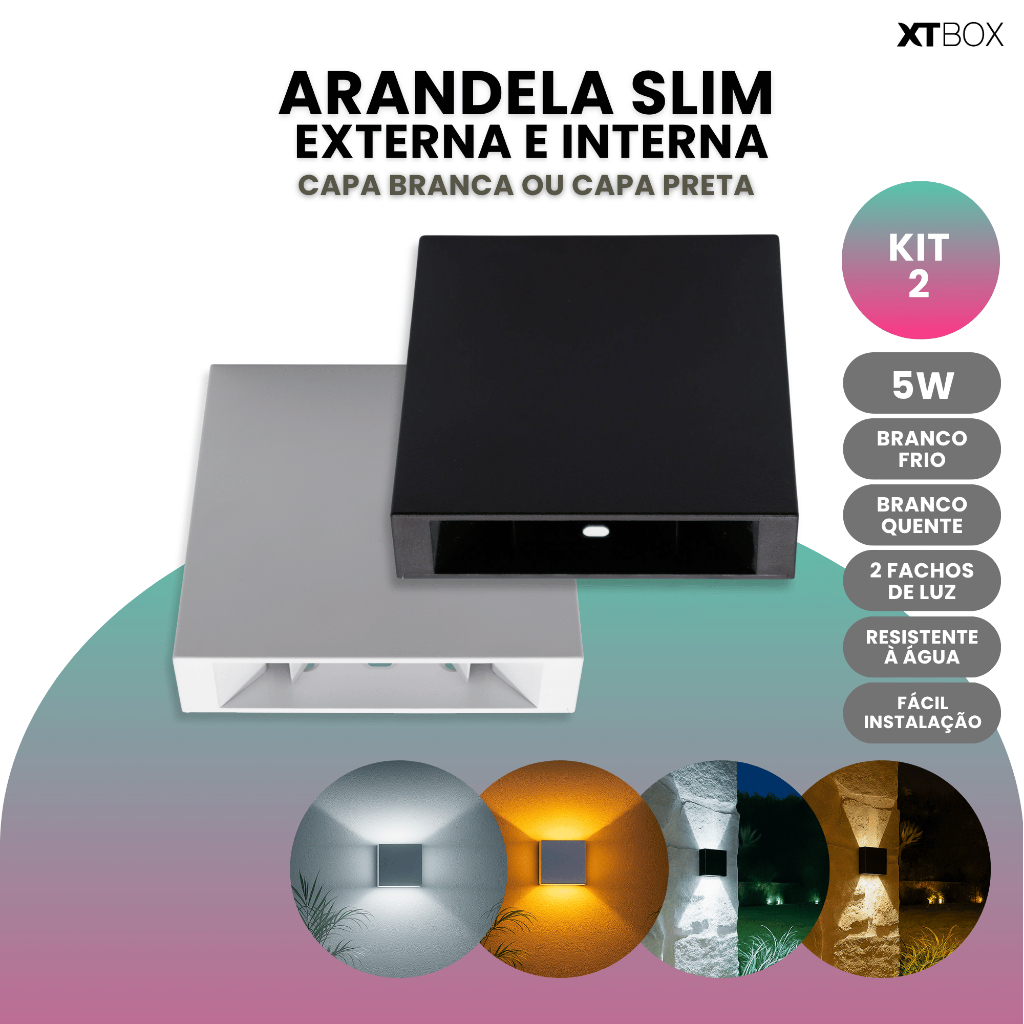 Kit 2 Arandela Slim Interna Externa 2 Friso Led Incluso Luz Branco Frio ou Quente 110v/220v em Oferta na Shopee