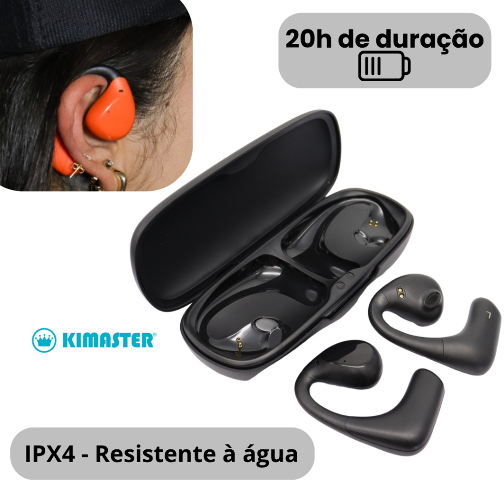 Fone De Ouvido  Bluetooth Sem Fio Condução Óssea Esportivo Corrida Ciclista  IPX$ TWS500 Kimaster em Oferta na Shopee