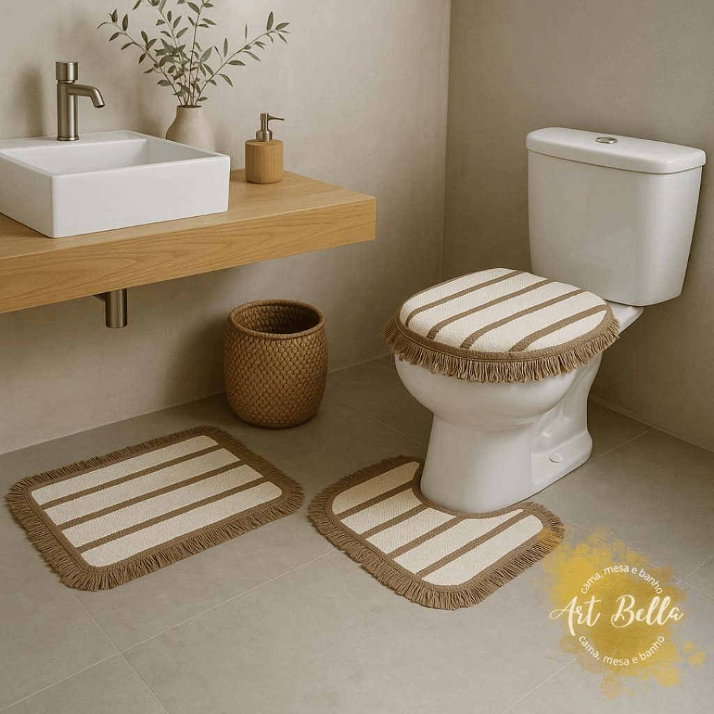 Kit Tapete para Banheiro 3 Peças Luxo Varias cores Promo em Oferta na Shopee