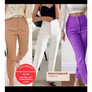 Doutoras Modas Calça Alfaiataria tendencia moda blogueira social festa chique de empresaria ZR 020 em Oferta na Shopee