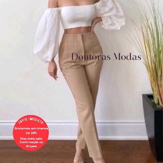 Doutoras modas Calça Alfaiataria Zr Feminina Cintura Moda Luxo Envio Imediato Tecido Premium Cores Novas  ZR 020 em Oferta na Shopee