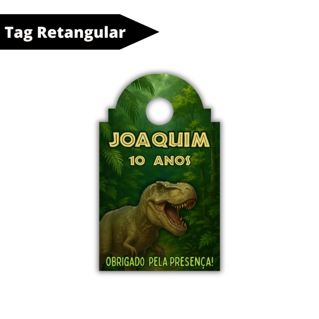 Tag de Agradecimento Dinossauro Personalizada - Jurassic Park - Lembrancinha de Festa - Aniversário