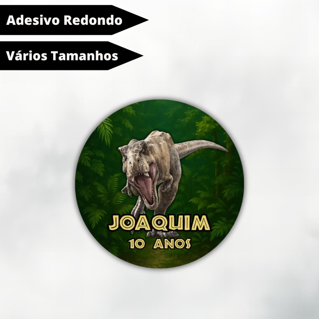 Adesivo Dinossauro Personalizado Redondo - Adesivo Jurassic Park - Lembrancinha Para Festa