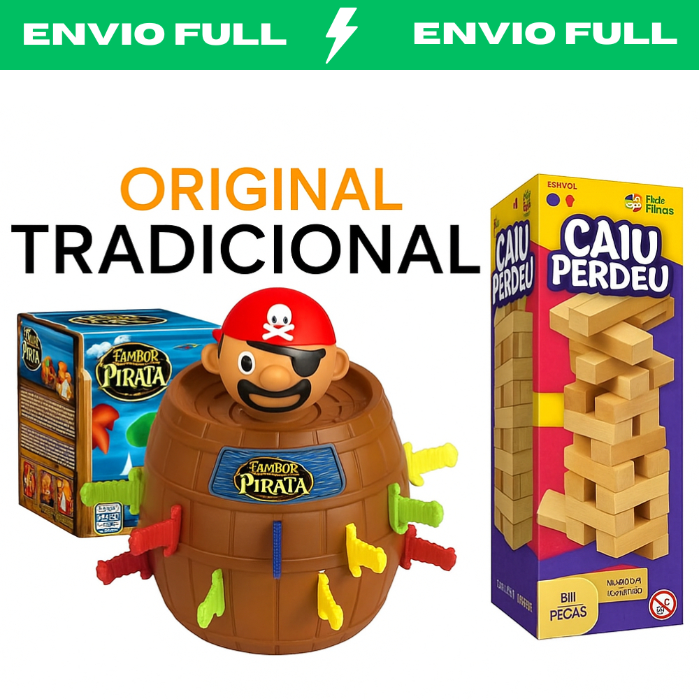 Brinquedo Infantil Kit Barril Pirata e Caiu Perdeu Jogo Interativo de Mesa