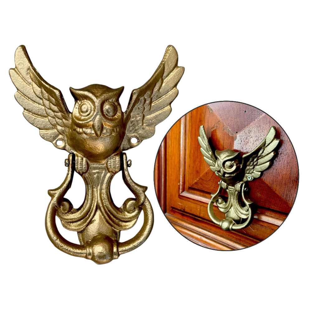 Batedor De Porta Coruja Ferro Fundido Colonial Rústico Vintage Campainha Decorativa