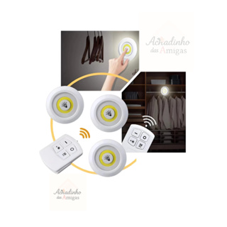 Luminária Kit 3 Lâmpada Led Spot Controle Remoto Fácil em Oferta na Shopee
