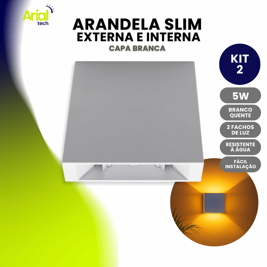 Kit 2 Arandela Interna Externa 2 Friso Led Incluso 3000k Cor Branco em Oferta na Shopee