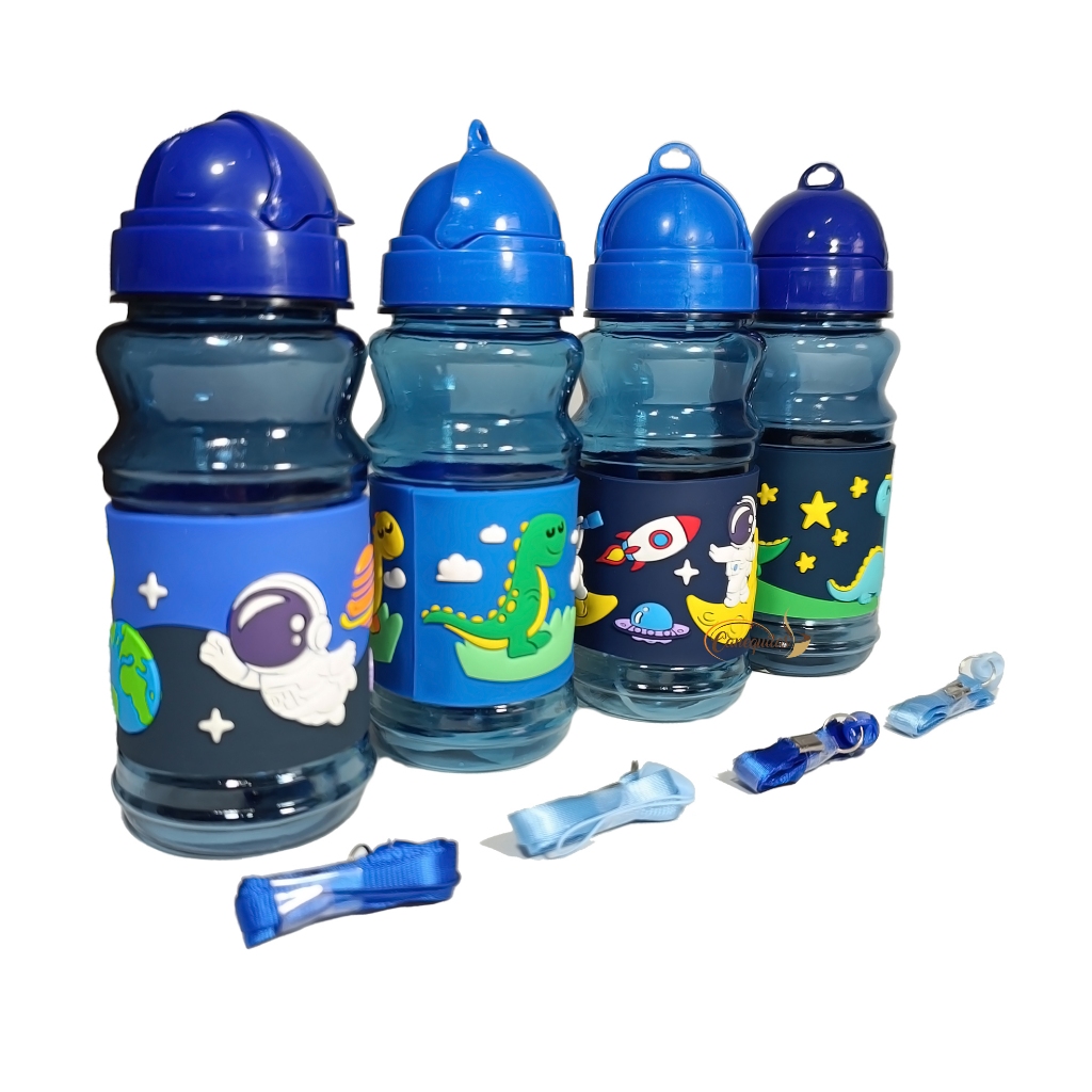 Garrafa Infantil Emborrachada 3D Dinossauro Astronauta Squeeze Garrafinha Plástica