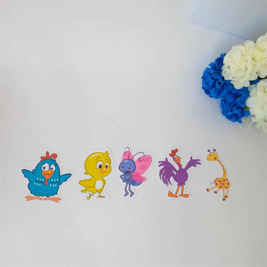 Tags Apliques 3D Galinha Pintadinha para Tubetes - Festa Infantil - Scrap Festa - Lembrancinha Personalizada