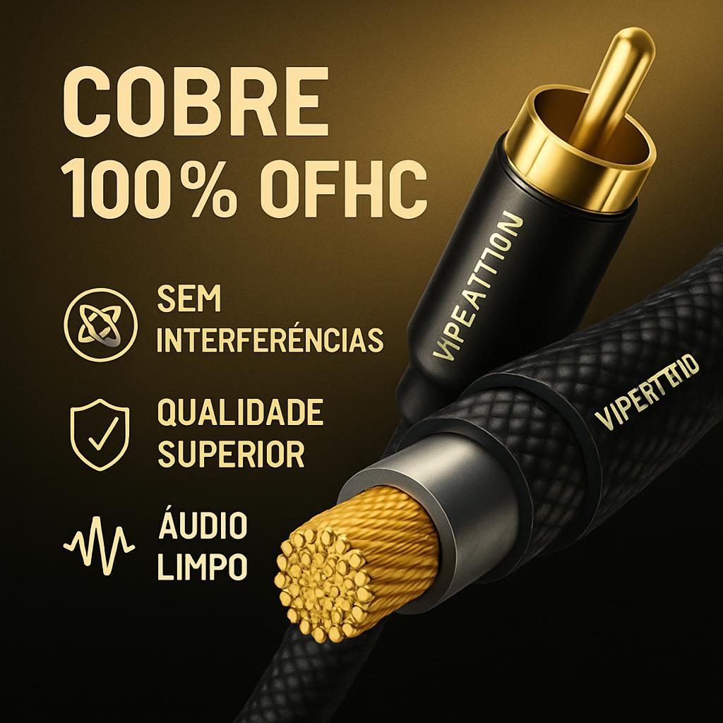 Cabo RCA 5 Metros Emborrachado Automotivo Som Profissional Carro Cobre Puro Flexivel Vipertron 90 · foto 2