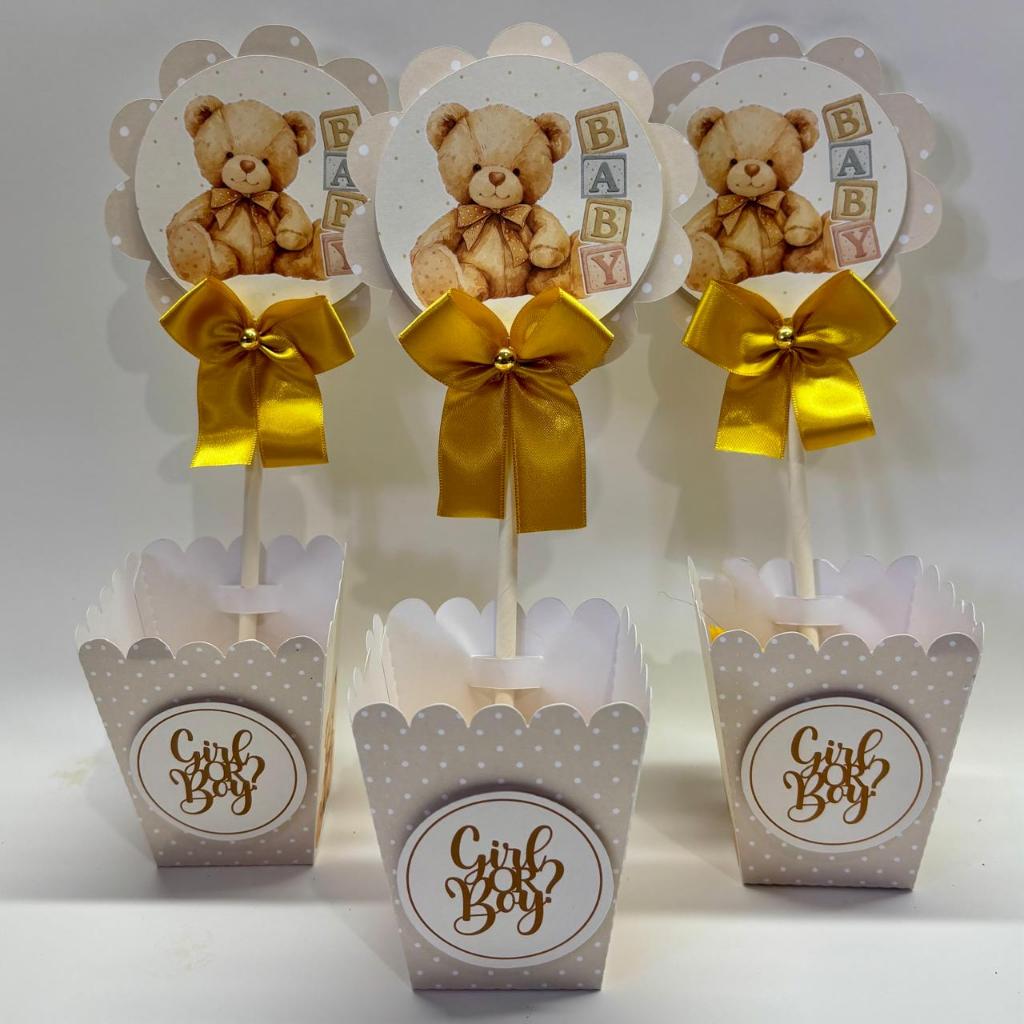 Kit Centro de Mesa Chá Revelação / Cachepô Personalizado / Festa / Lembrancinhas Personalizadas