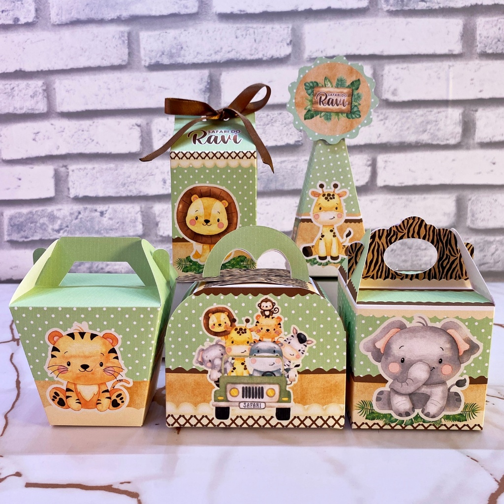 PEGUE E MONTE Kit Festa Safari Personalizado | Caixinhas | Lembrancinha | Aniversário Infantil