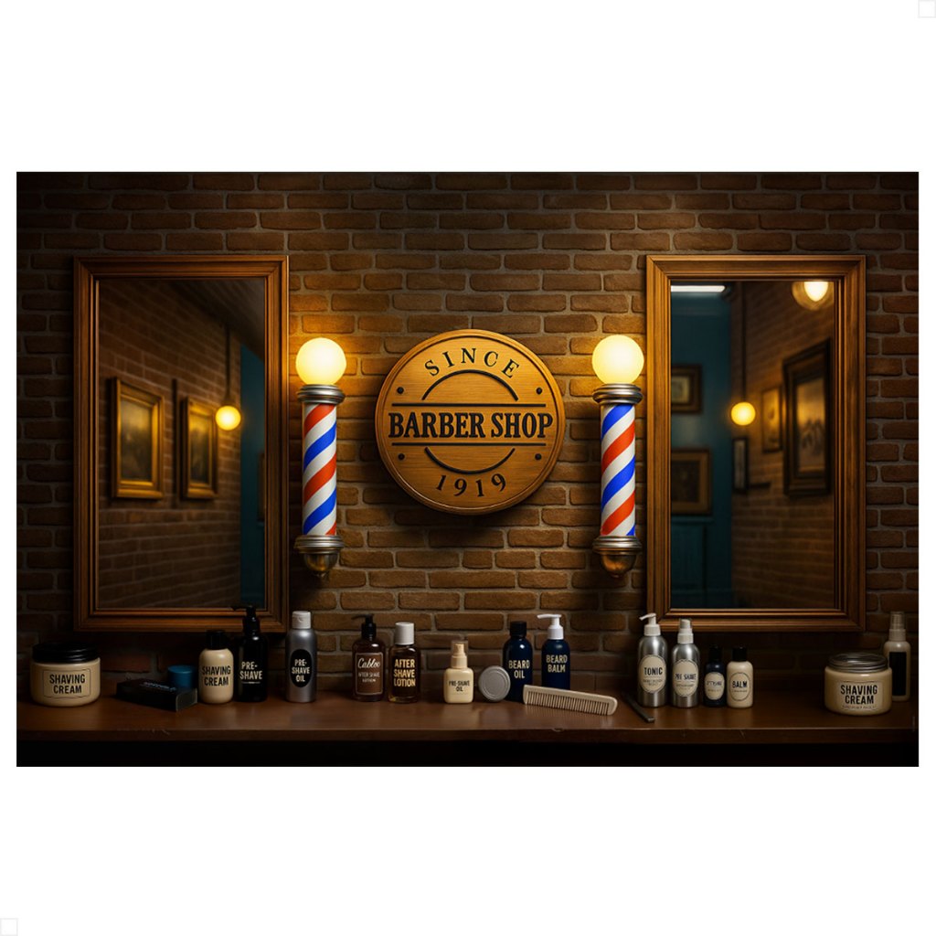 Fundo Fotográfico Dia dos Pais Cenário Barbearia Painel em Tecido Sublimado – C-697 em Oferta na Shopee