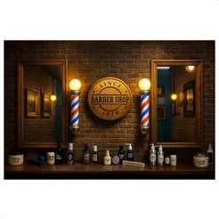Fundo Fotográfico Dia dos Pais Cenário Barbearia Painel em Tecido Sublimado – C-697