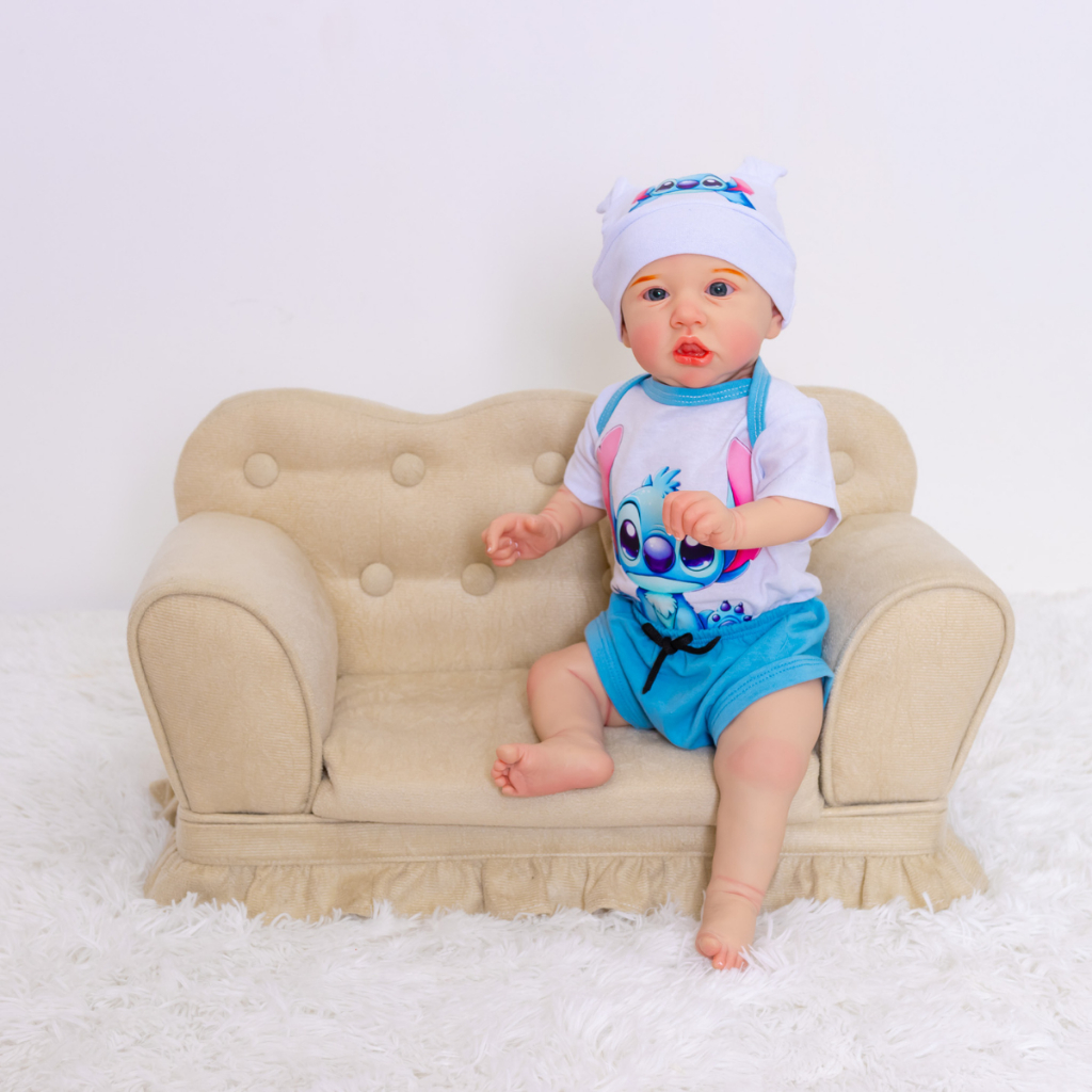 Detalhes do Boneco Reborn Bebê Menino Saskia Stitch Realista Com Corpinho de Silicone