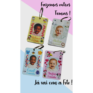 20 Chaveirinhos de aniversário infantil personalizado com foto em Oferta na Shopee