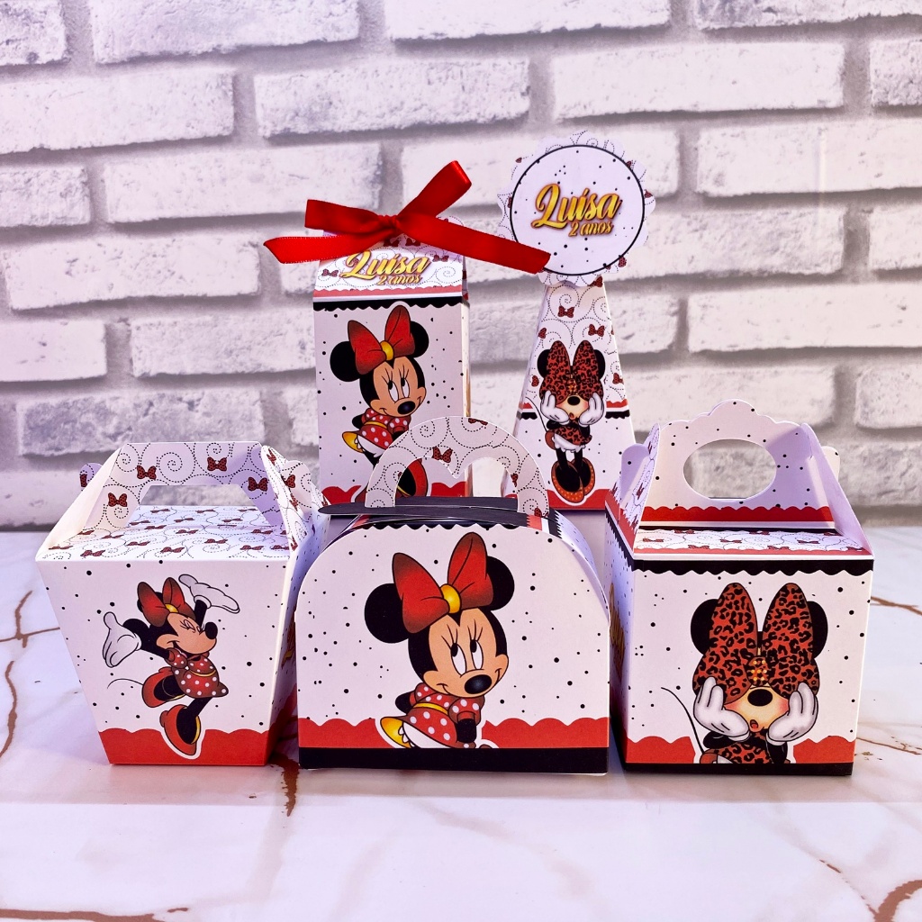 PEGUE E MONTE Festa Minnie Vermelha Personalizado | Caixinhas | Lembrancinha | Mimos | Aniversário Infantil