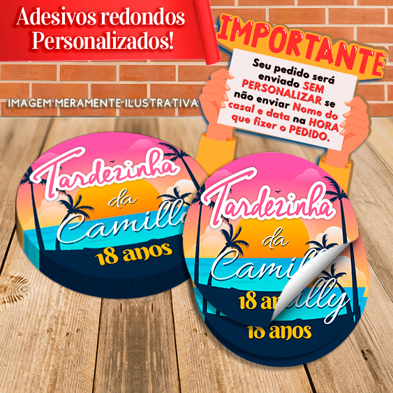 Adesivos Redondos Personalizados Tardezinha