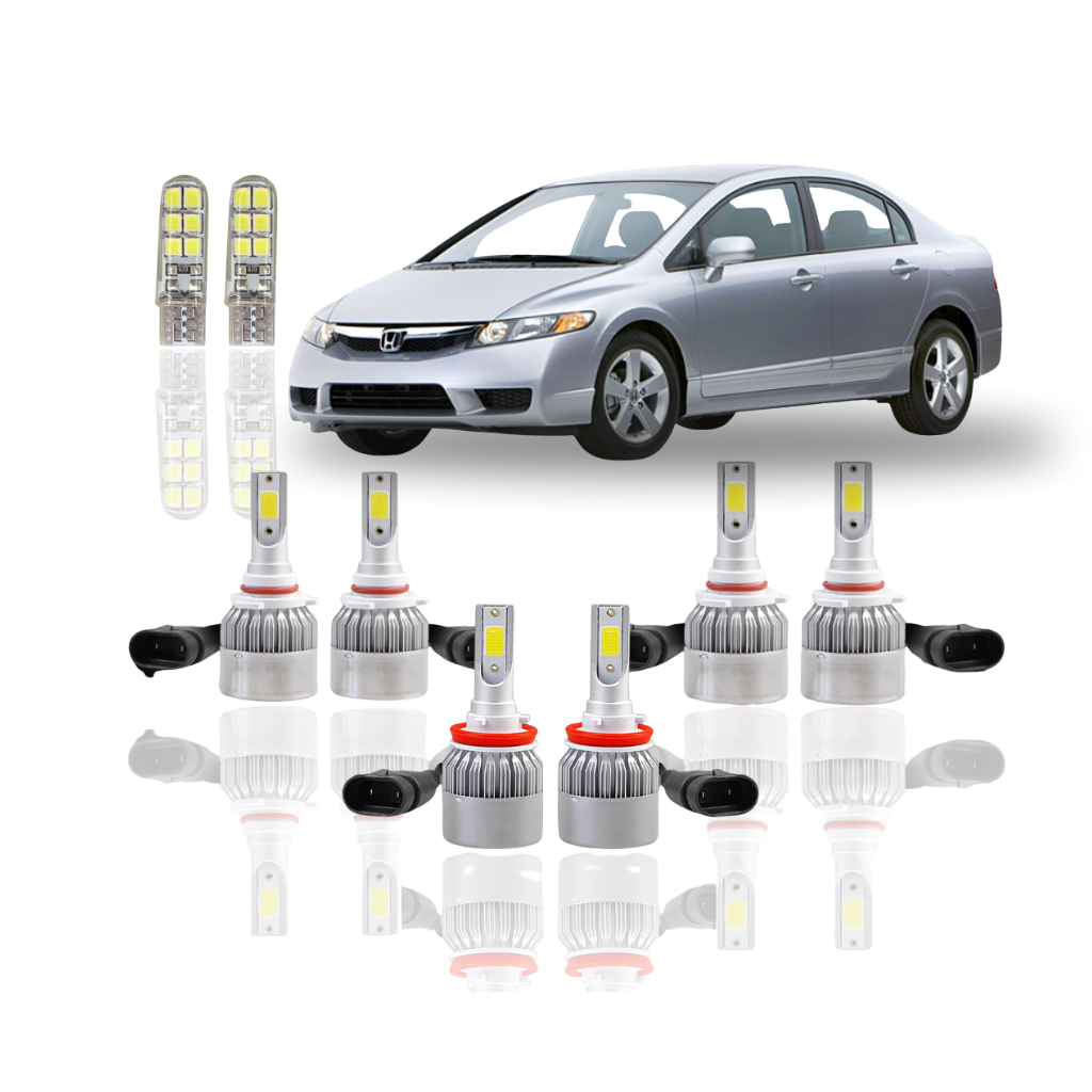 Kit Lâmpada led (Farol alto baixo milha Farolete) Honda Civic 2004 a 2011 Super Led HB3 HB4 H11 T10 NEBLINA meia luz em Oferta na Shopee