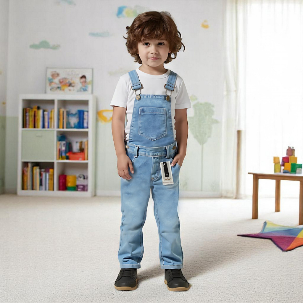Roupa Infantil Macacão Jardineira Calça Jeans Fashion Menino