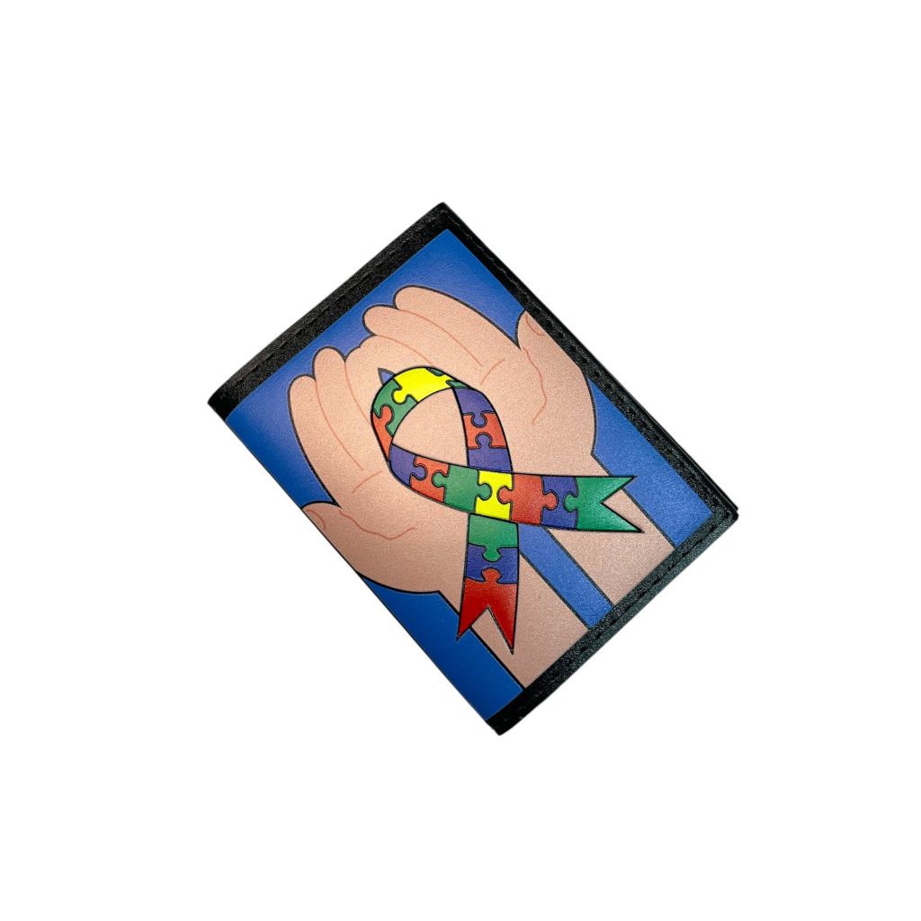 Carteira Porta Documento Autismo Mãos com Laço Quebra-Cabeça