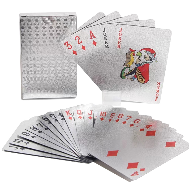 Baralho Prata A Prova Dágua Plástico 54 Cartas Dourado Ouro Poker Dollar Truco Impermeável Canastra Prata Jogo