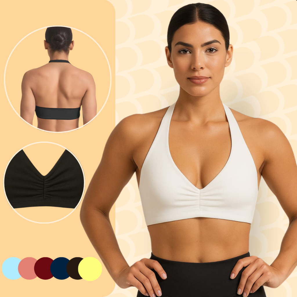 Top Halter Feminino Fitness Frente Unica Suplex Bojo Removìvel Treino Yoga Casual Academia Básico