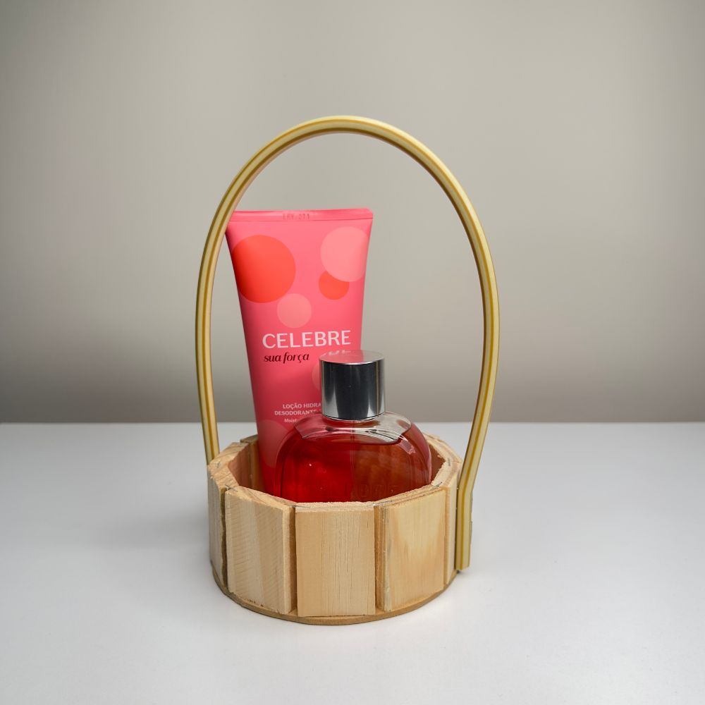 Kit 30 Cesta Fraldeira de Madeira 13cm com Alça premium Cosméticos Pascoa e Datas Comemorativas