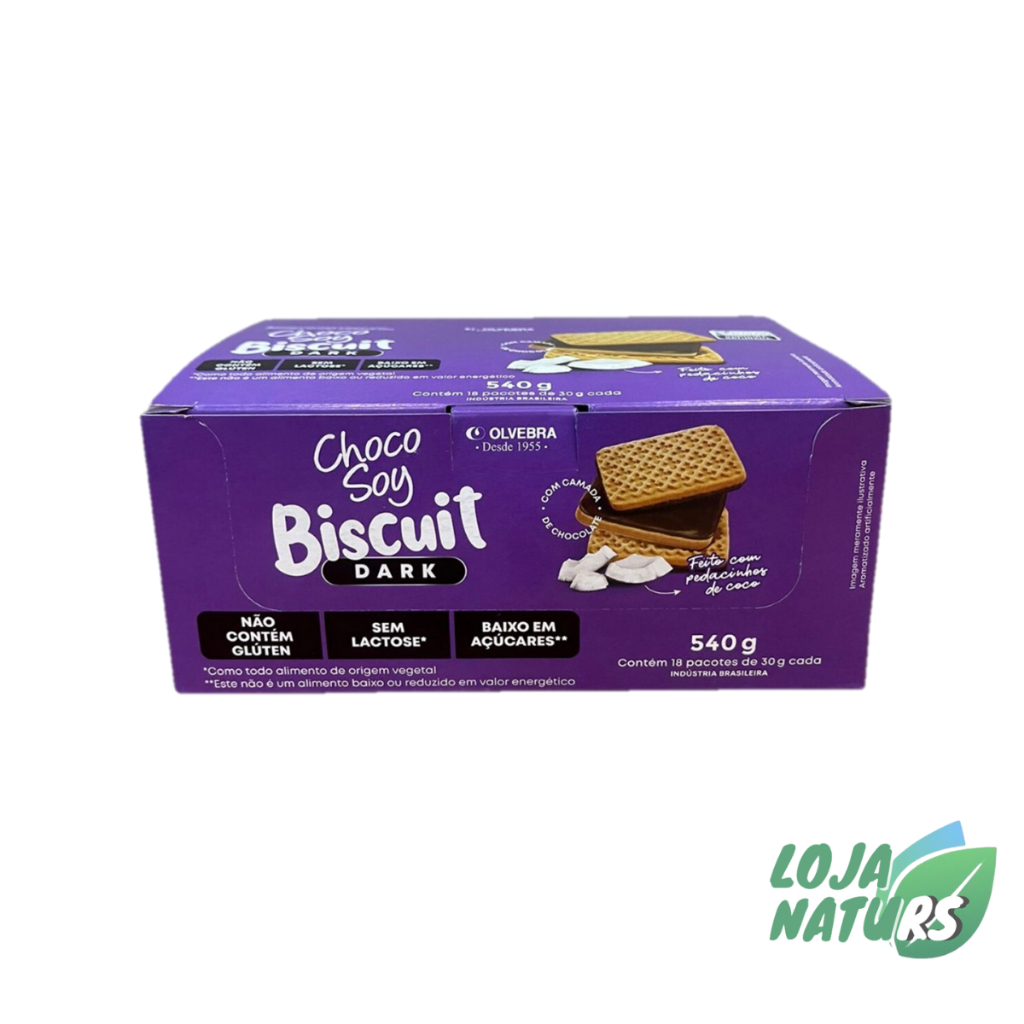 Chocosoy Biscuit Dark Sem Glúten Sem Lactose 540g - Olvebra em Oferta na Shopee