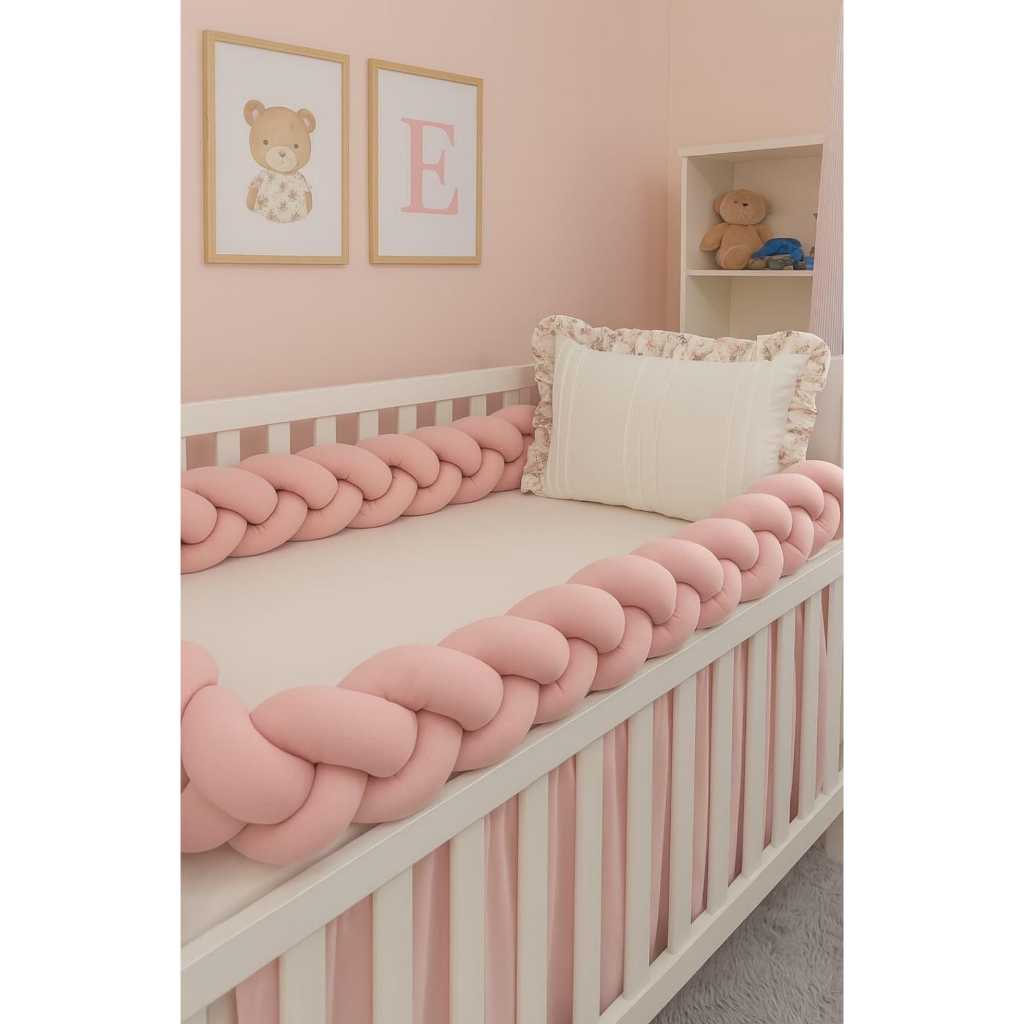 Kit para Berço Americano 3 peças Promoção Modelo Trança ou Modelo Tradicional Algodao e Micropercal em Oferta na Shopee