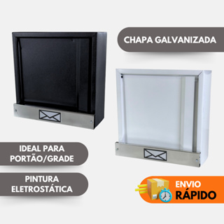 Caixa Correio Carta Correspondência para GRADE PORTÃO - Preto Fosco - Branco - Crua - Ideal para pintura - Aço em Oferta na Shopee