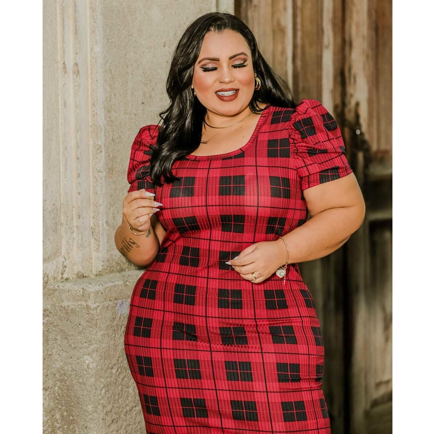 Vestido Plus Size Feminino Manga Curta Princesa Moda Curve Ombro Bufante