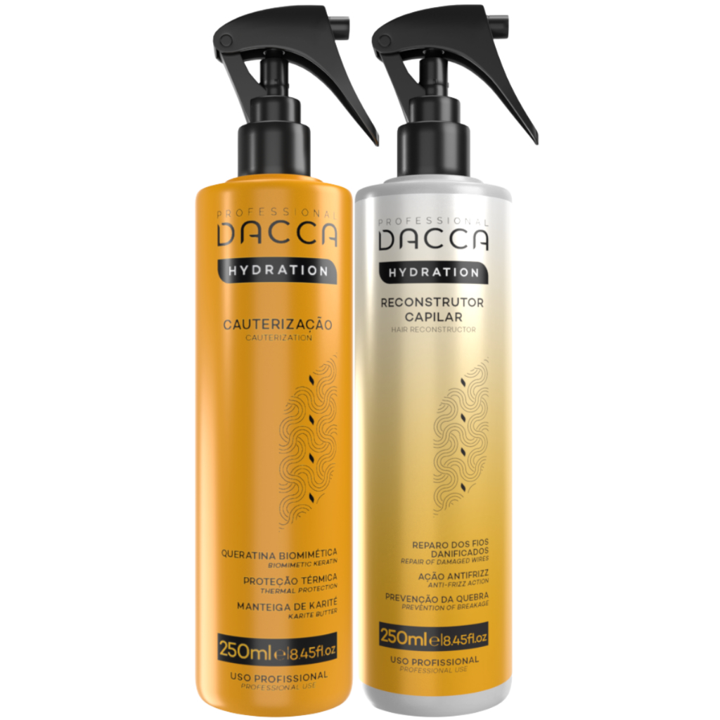 Kit Dacca Cauterização Capilar Profissional Com Reconstrutor Instantâneo Protetor Termico Cabelo