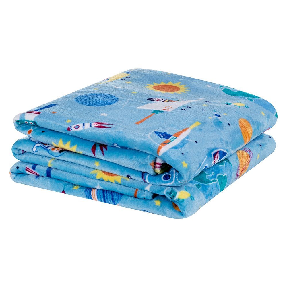 Manta Coberta Flannel Solteiro Bouti Kids Infantil Estampado 2,40m x 1,50m – ASTRONAUTA – Quentinha e macia