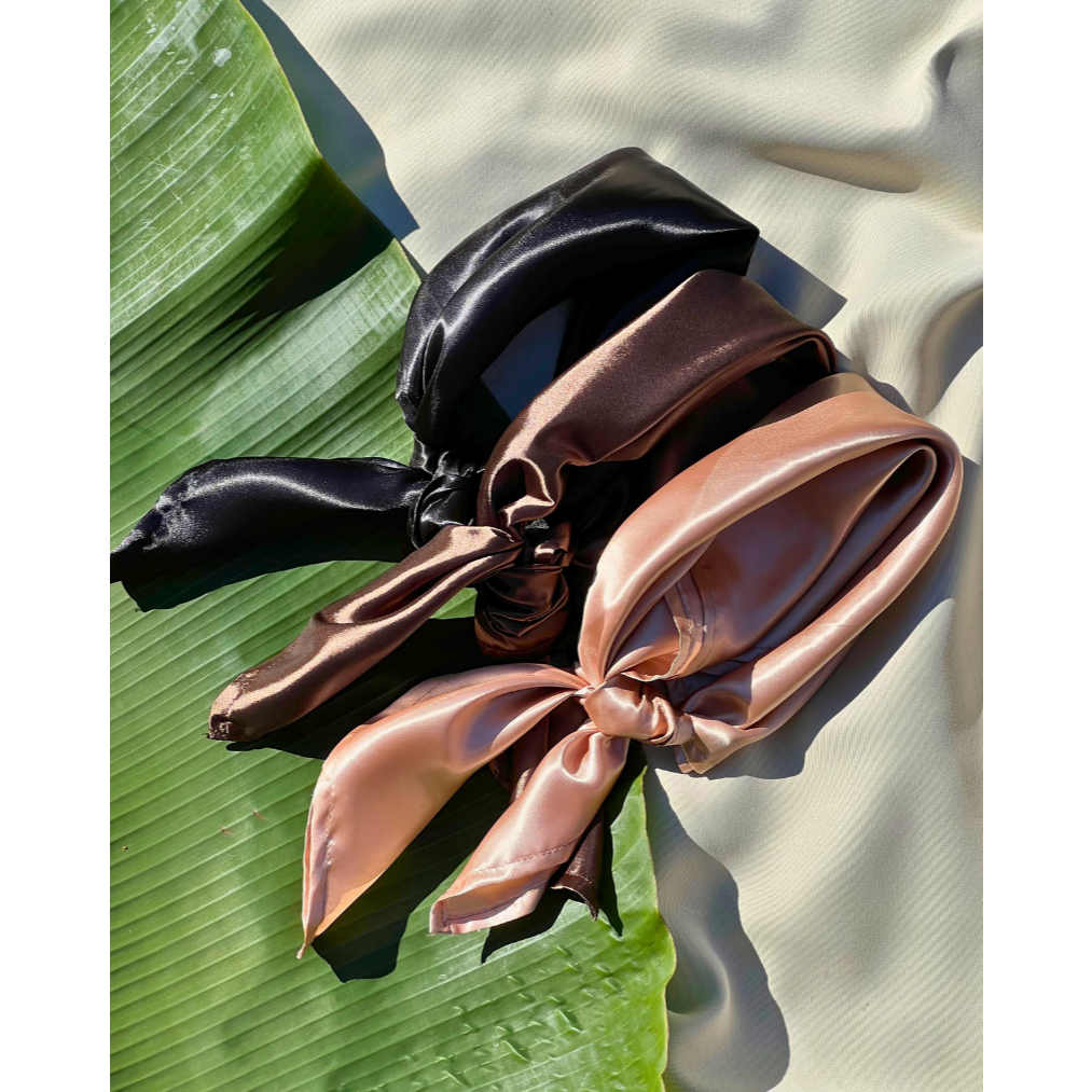 Lenço Shine Marrom Preto e Rose Cetim Quadrado 70x70 lenço de cabelo acessório de pescoço bolsa elegante liso Presente