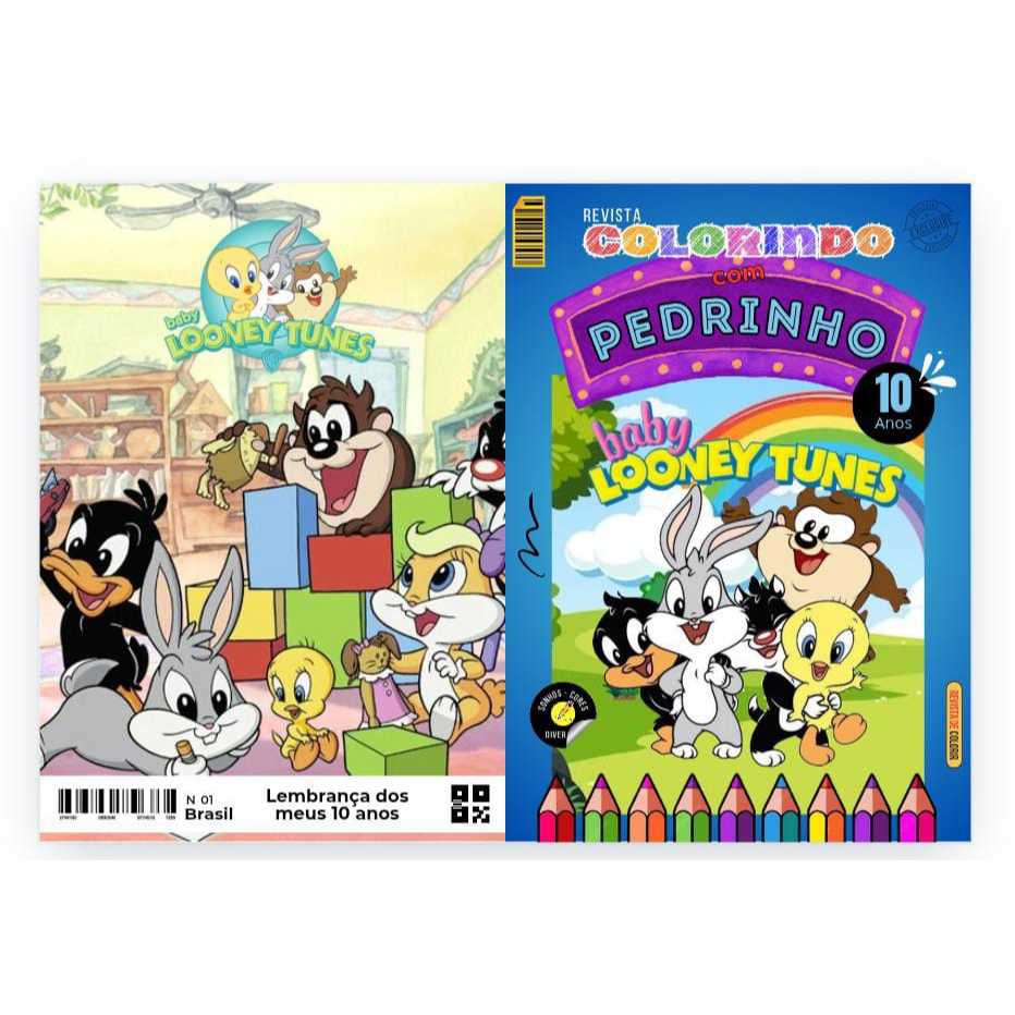 20 Livrinho de Colorir Baby Looney Tunes Personalizado com Nome e Idade Festa Infantil Aniversário
