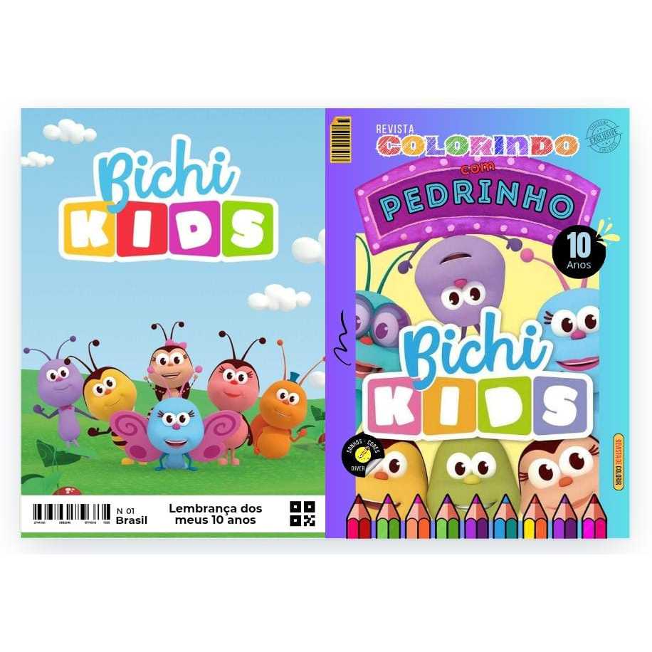 20 Livrinho de Colorir Bichi Kids Personalizado com Nome e Idade Festa Infantil Aniversário
