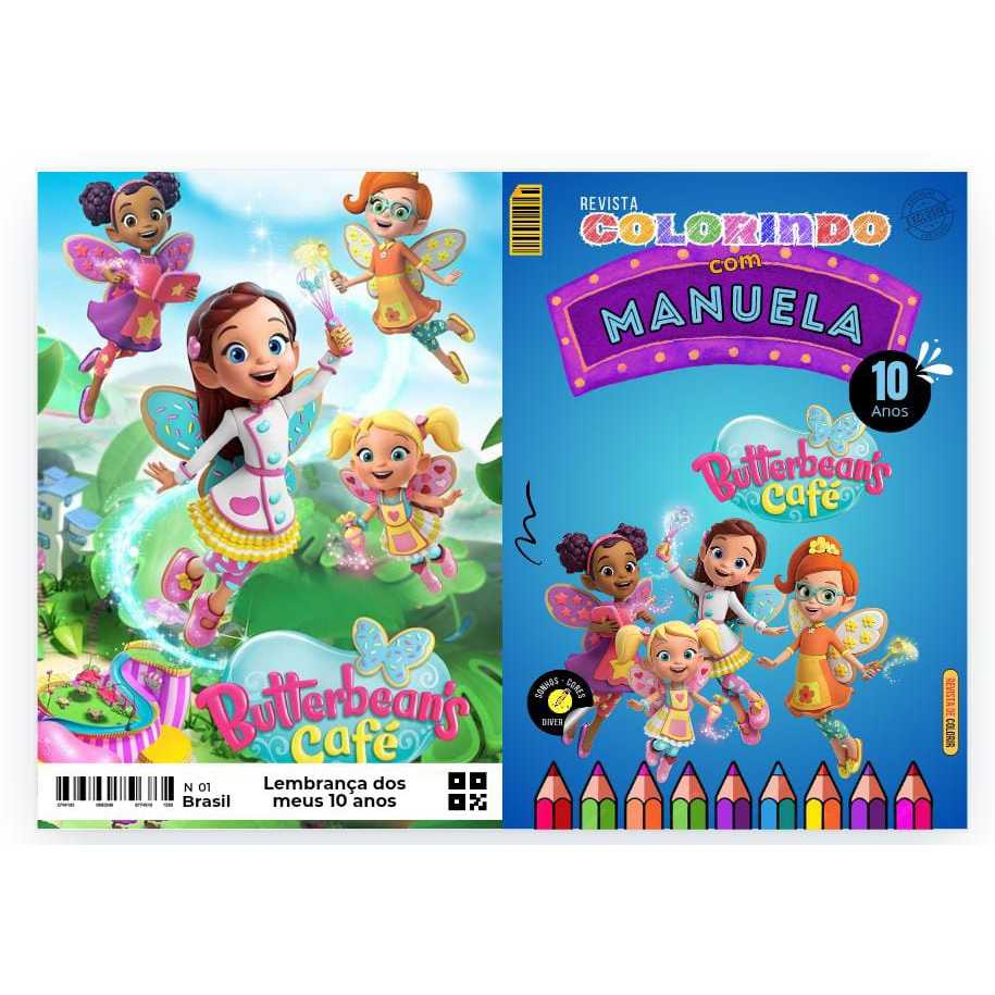 20 Revistinha de Colorir Personalizada com Nome e Idade Lembrancinha Aniversário Infantil BUTTERBEANS CAFE