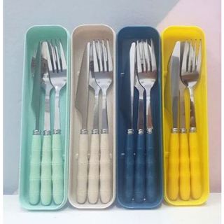 Jogo Talher Colher 3pc Inox Estojo Garfo Faca Marmita Viagem 89012 em Oferta na Shopee