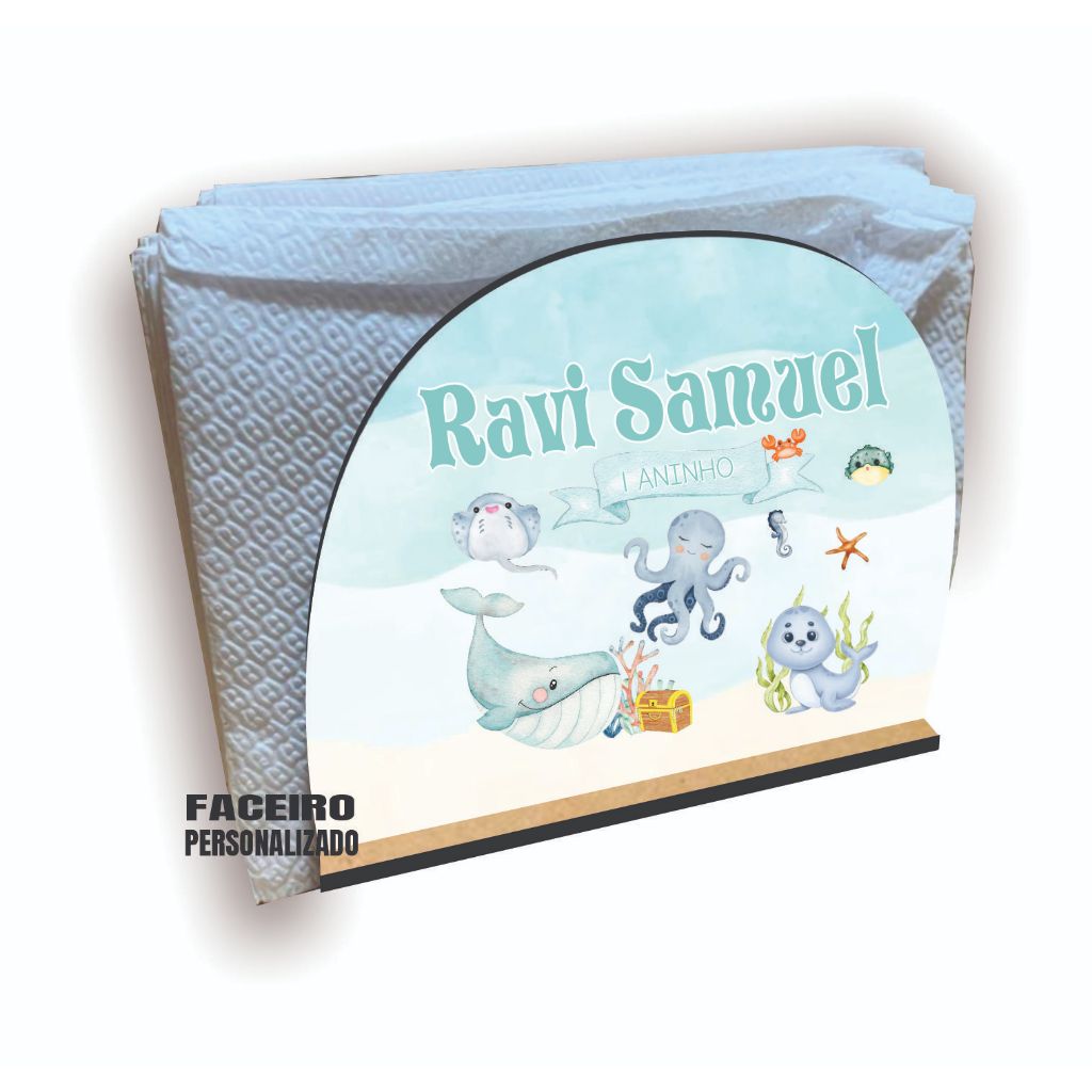 Porta Guardanapo Fundo do Mar em MDF - Centro de mesa  Fundo do Mar em MDF - Lembrancinha Fundo do Mar  - cod02