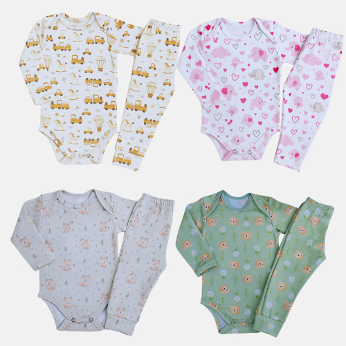 Conjunto Térmico Bebê Menina e Menino - Body Manga Longa + Calça Peluciada em Oferta na Shopee