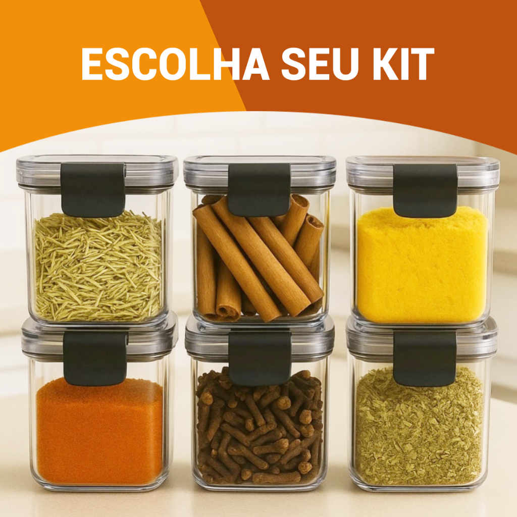 Escolha seu Mini Pote Hermético para Temperos de Cozinha Dispensa Armário Organizado Plást...