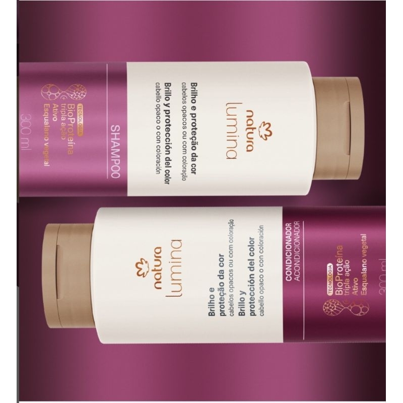 kit shampo + condicionador brilho e protecao da cor lumina natura