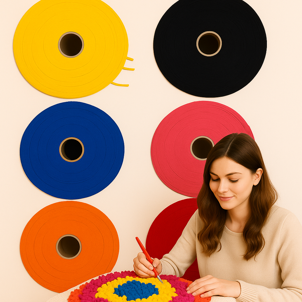 Rolo de Viés (2,5 cm) de Helanca Light para Tapete Frufru – Cores Vibrantes, Ideal para Artesanato