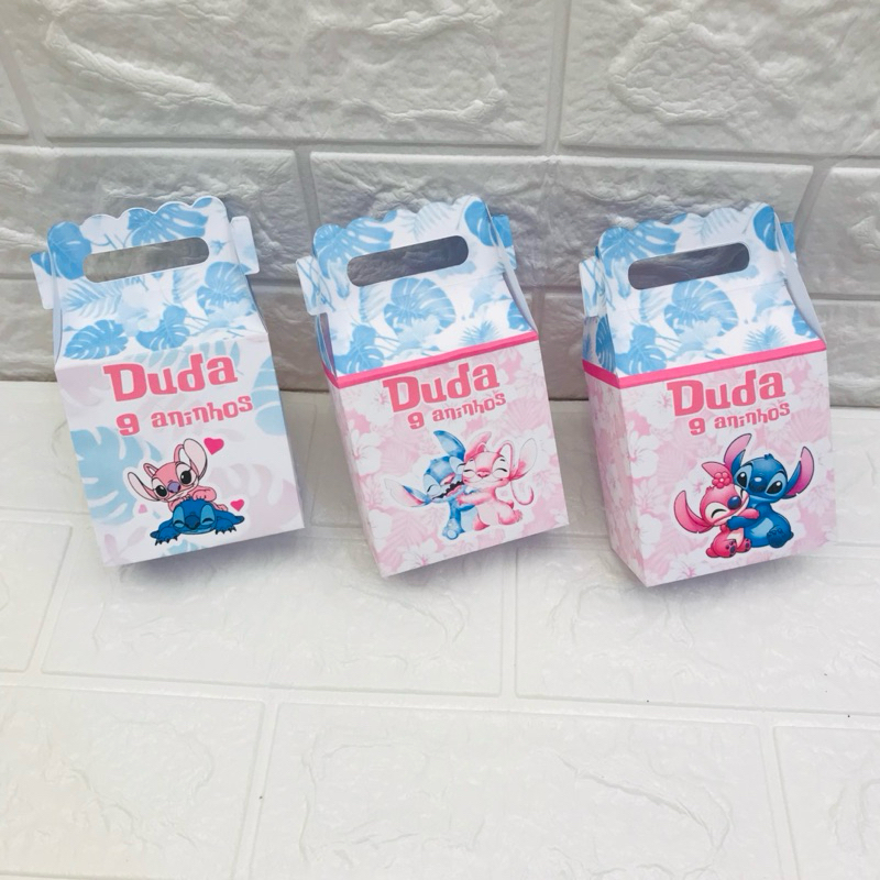 50 Caixinhas Personalizada - Lembrancinha aniversario Stitch e Angel